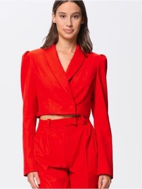 NEW 12 Angelika Jozefczyk Sanremo clean label tailored sharp shoulder red blazer